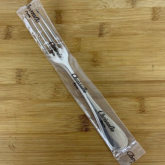 Christofle France Perles ONE Dinner Fork Silverplate Flatware NEW Discontinued - Picture 6 of 7